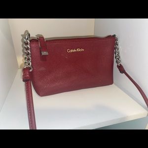 Burgundy Calvin Klein shoulder bag